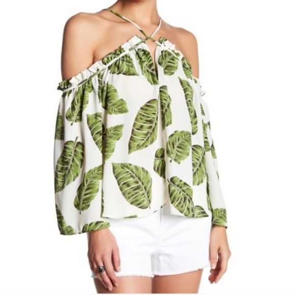 Harlowe & Graham Tops - Harlowe & Graham Banana Leaf off Shoulder Top XS